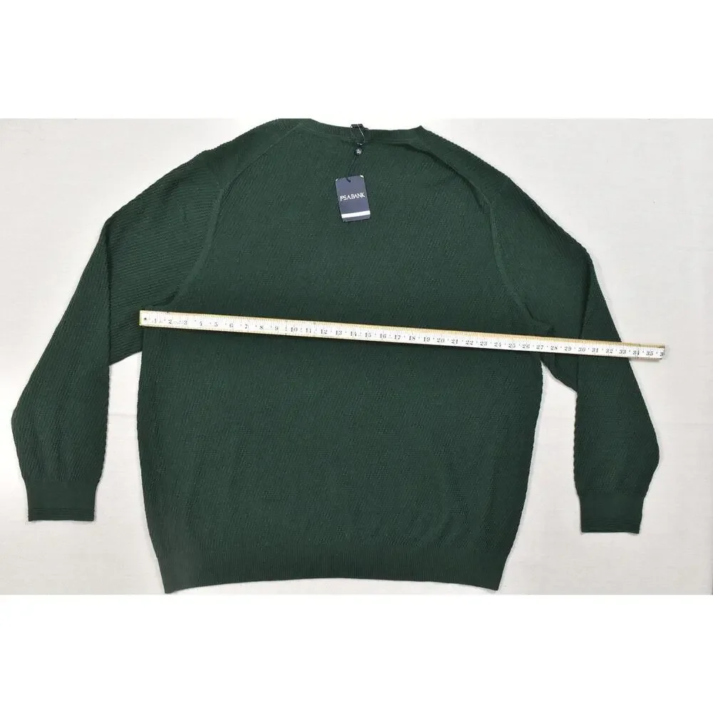 Jos. A. Bank Sweater Men's 3X Green 100% Pima Cotton V-Neck Tailored Fit Texture